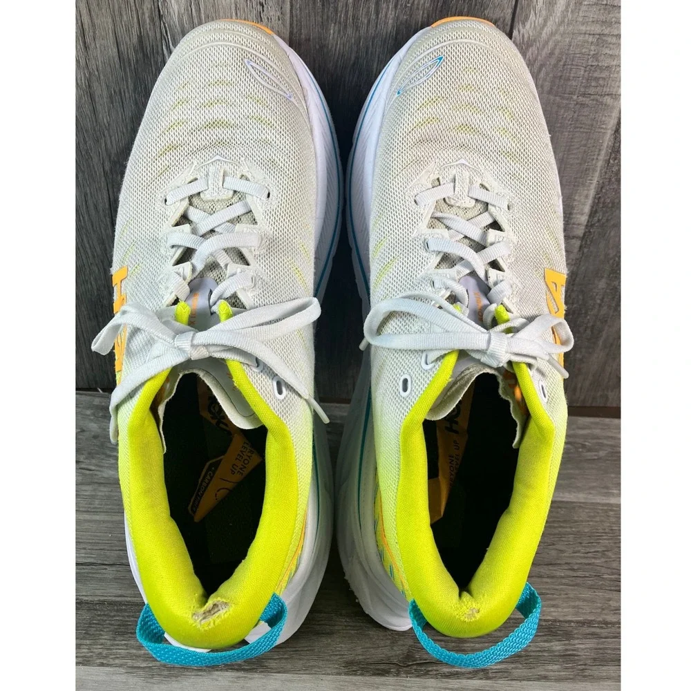 Hoka Bondi X Mens 9 White Evening Primrose Carbon Plate Running Shoes 1113512